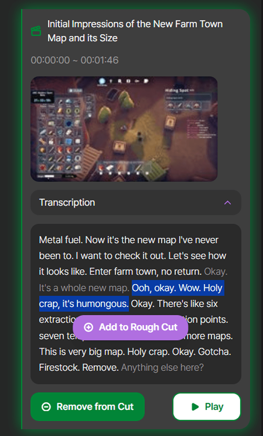 Edit directly from transcript